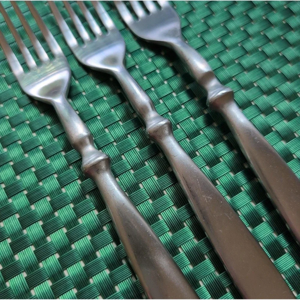 Cambridge TOWNHOUSE Dinner Forks Set Lot of 3 SATIN Stainless Bistro Style VTG